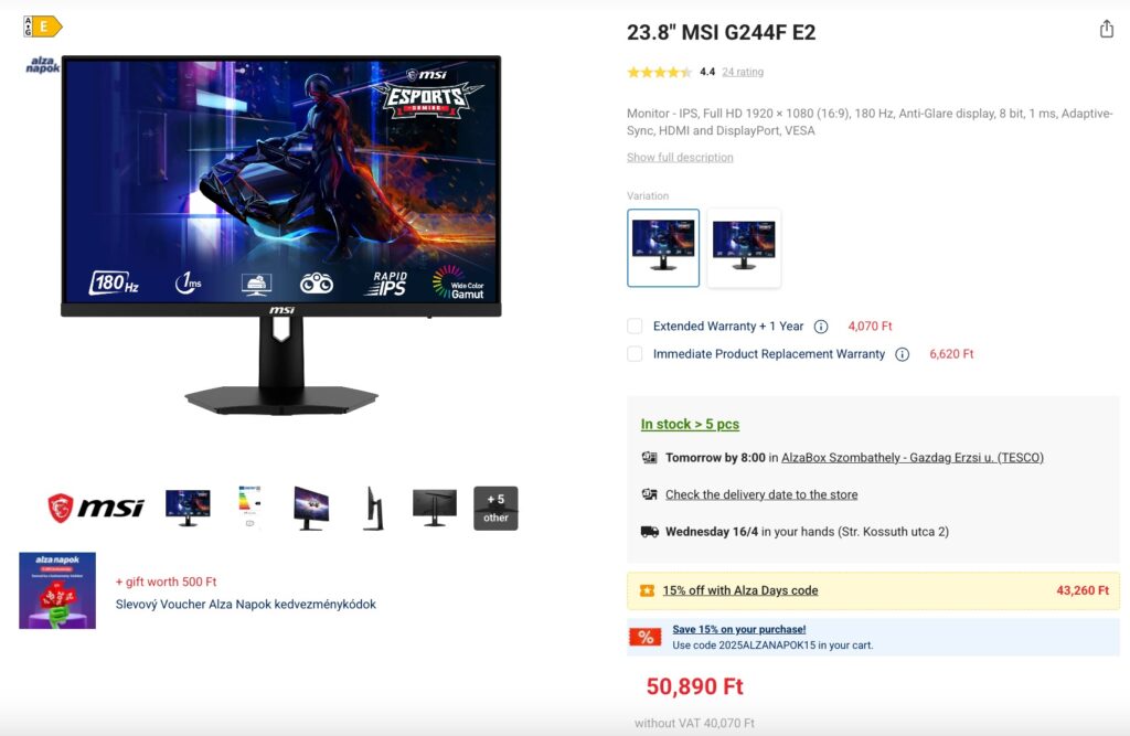 MSI MAG G244F gamer monitor