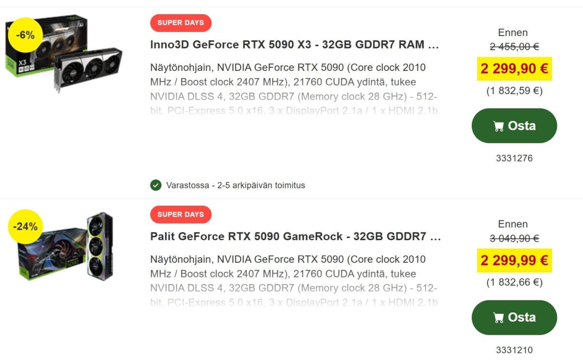 Még a flagship Nvidia kártyák árai is csökkennek