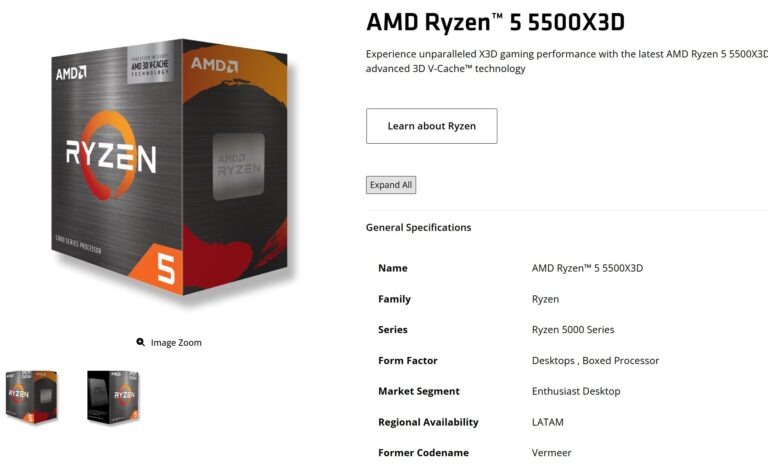 AMD Ryzen 5 5500X3D