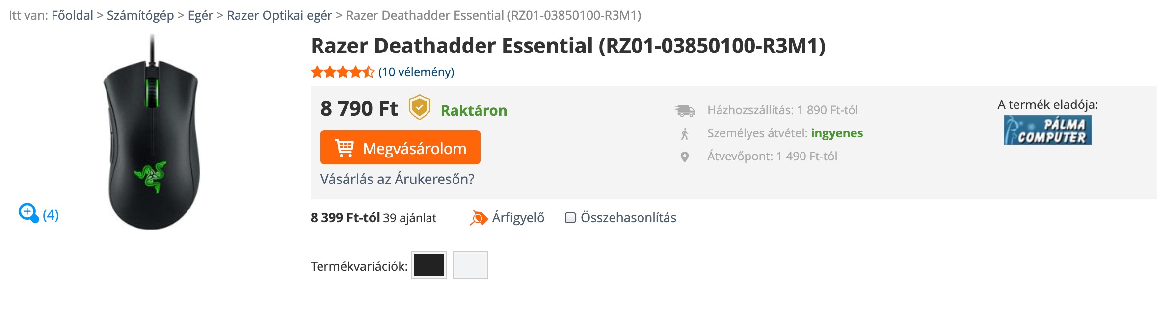 Kellemes árcédulával rendelkezik a Razer gamer egere