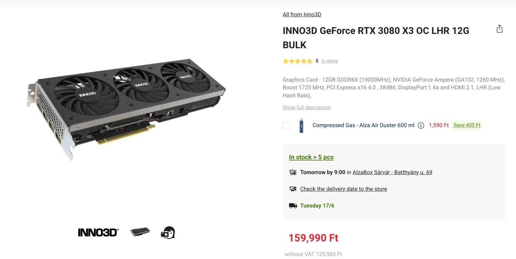 RTX 3080 12GB Videokártya