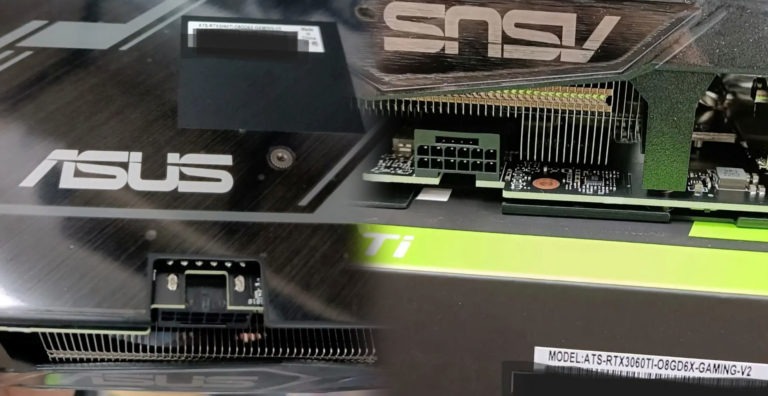 Az ASUS különleges Nvidia RTX 3060 Ti kártyáján 12VHPWR portot találunk