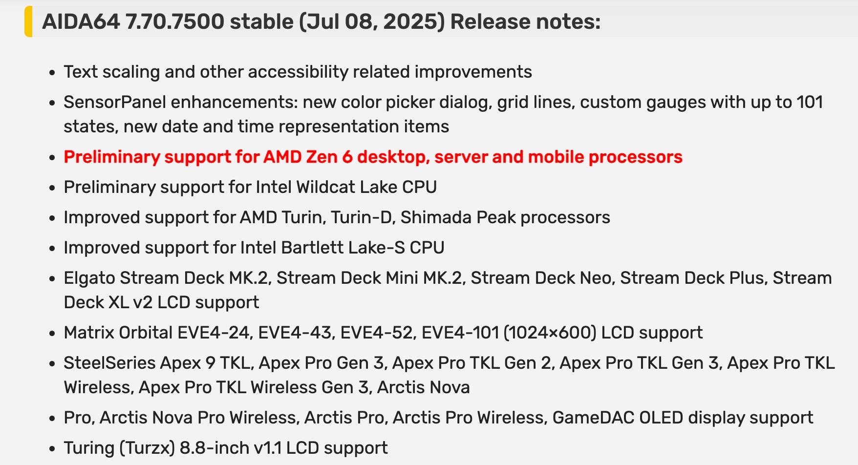 Az AIDA 64 PC-s segédprogram újdonságai