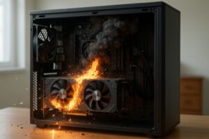 Úgy felrobbant egy RTX 5090, hogy még a hűtőborda is meghajlott