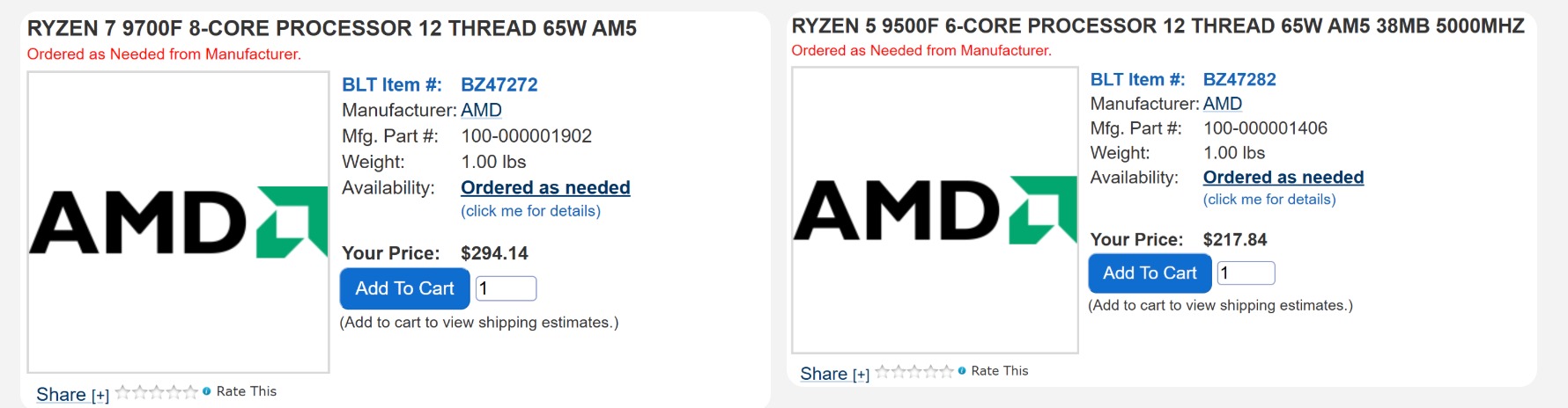AMD processzorok a ShopBLT weboldalán